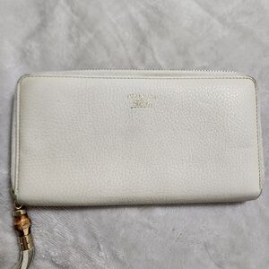 Gucci Ivory Bamboo Zipper Wallet